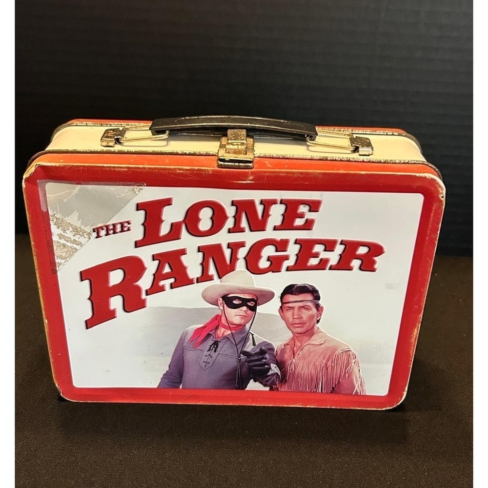 The Lone Ranger and Tonto Metal Double Sided Lunchbox 2008 Echo Bridge Used Red